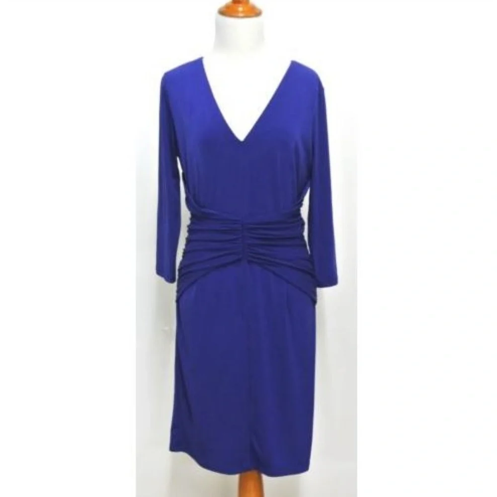 Ann Taylor Purple Ruched Dress‎ Size 10 New